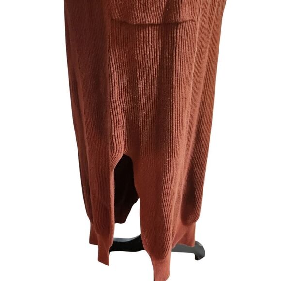 Natural Life Sweater Dress Small Medium Rust Orange Brown Ribbed Midi - Picture 8 of 13